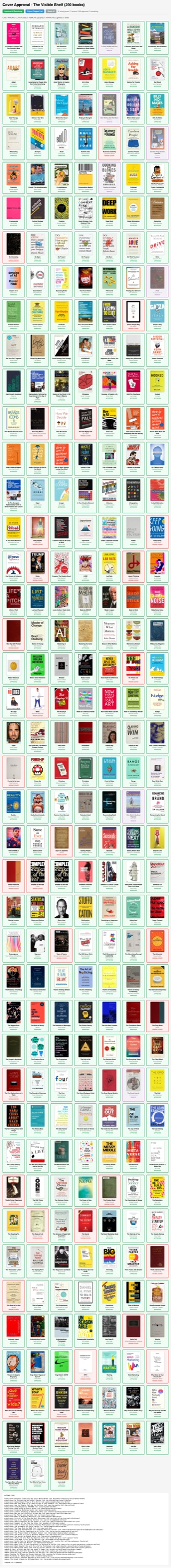 All 289 book covers laid out for QA