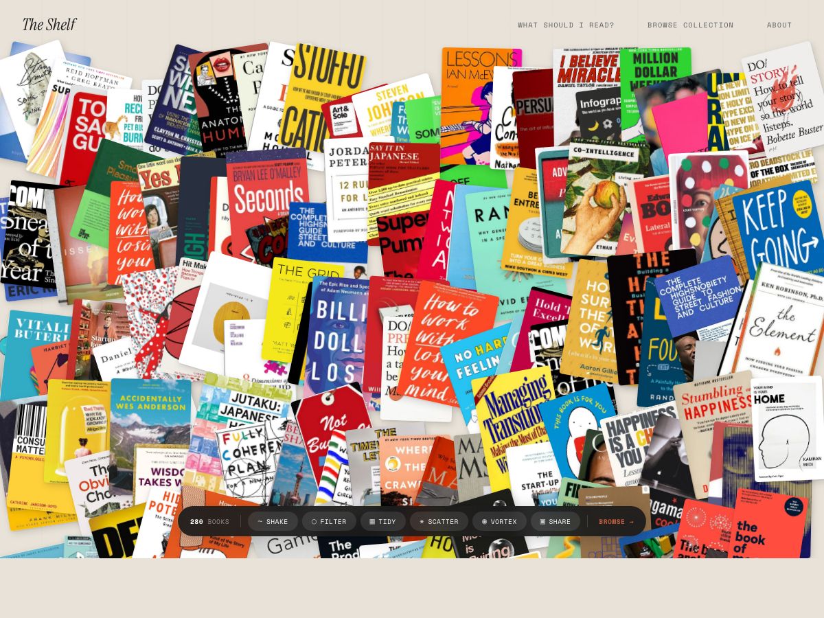 The Visible Shelf homepage today