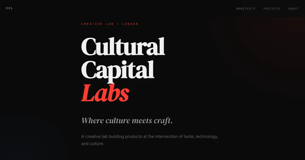 Cultural Capital Labs website screenshot