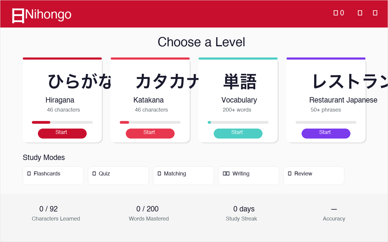 Nihongo website screenshot