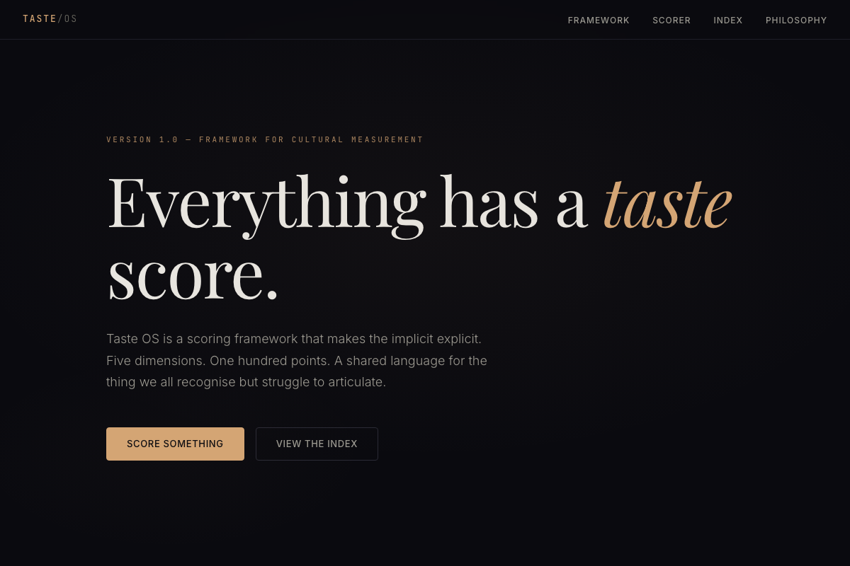Taste OS website screenshot