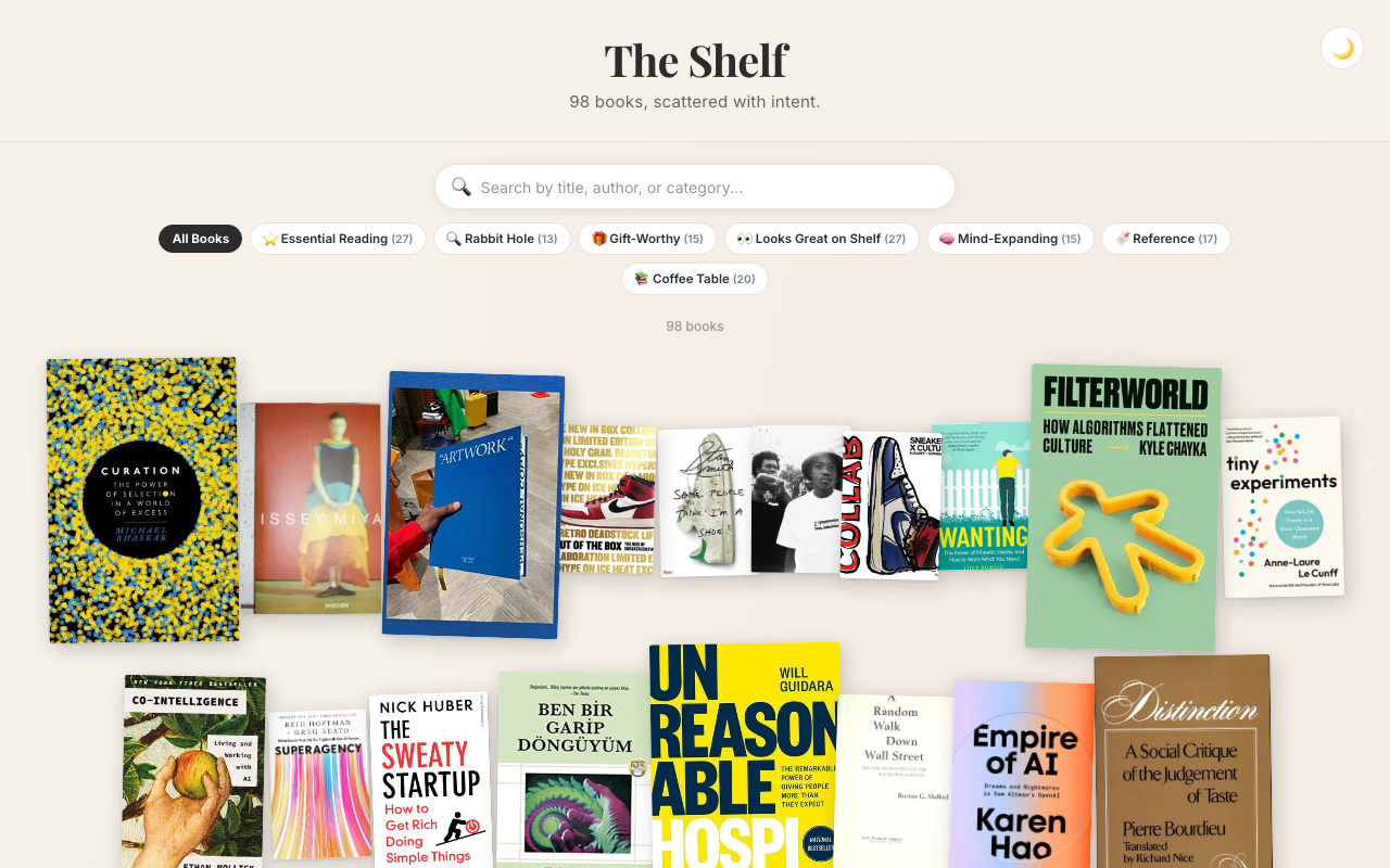 The Visible Shelf website screenshot
