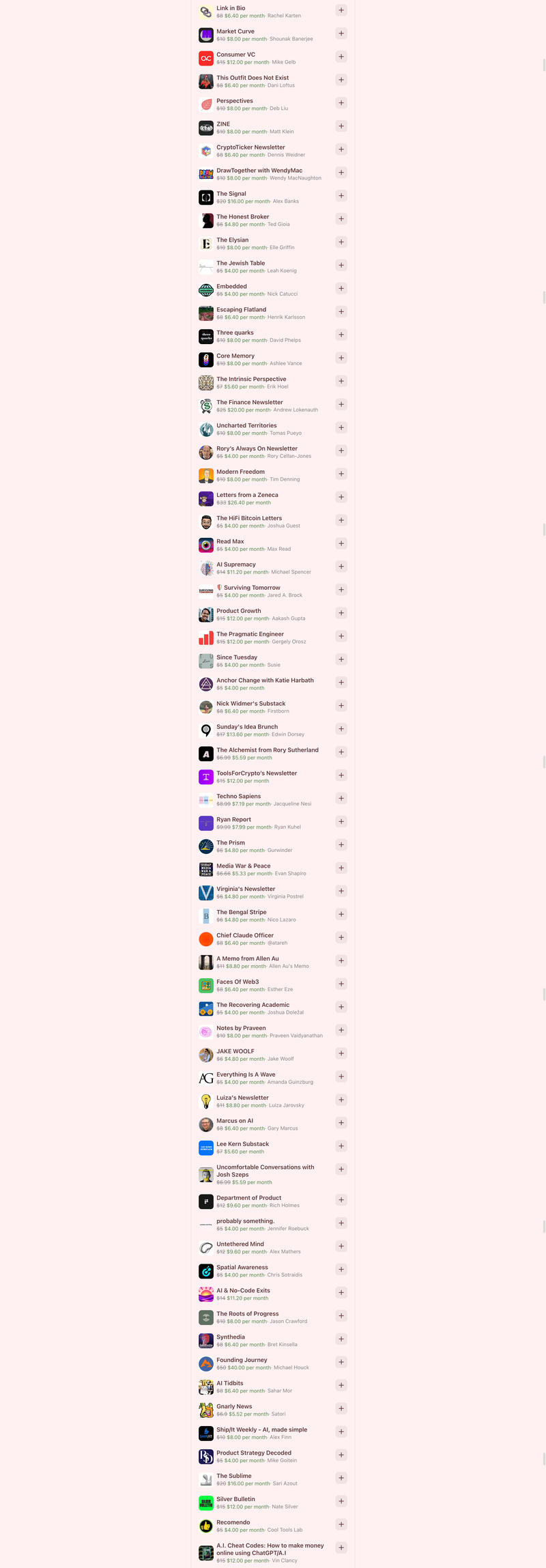 Substack discount list part 2
