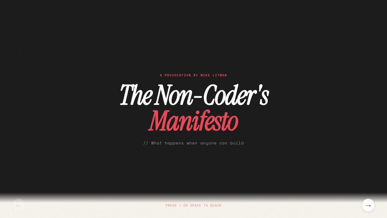 The Non-Coder's Manifesto